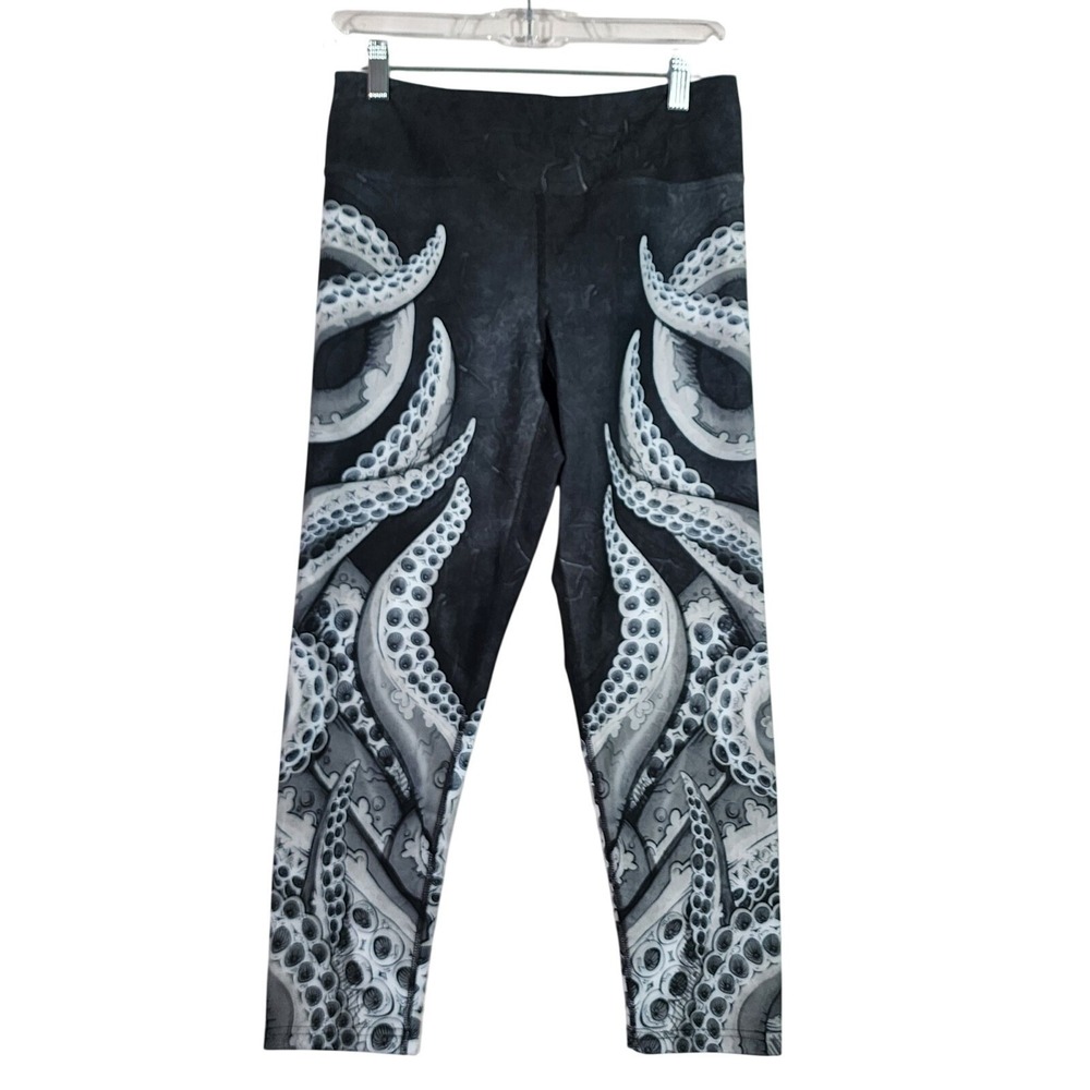 Eagle Rock Werkshop Womens L Leggings Octopus Tentacle Capri Triathlon USA Yoga